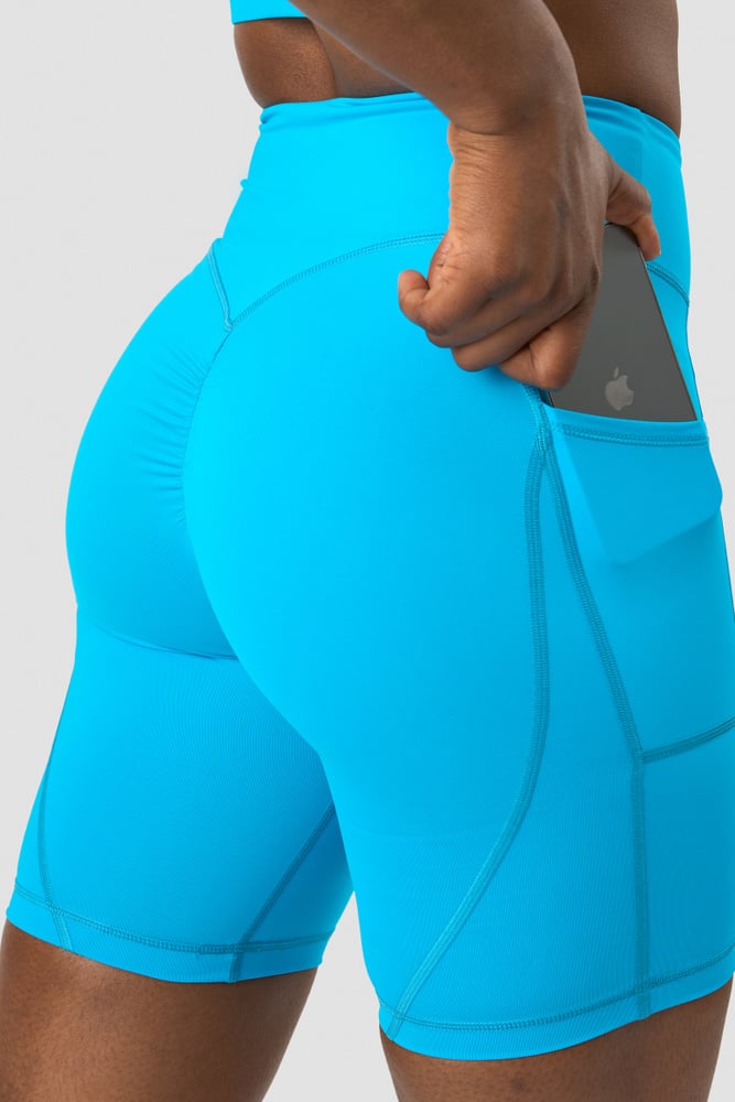 scrunch v-shape pocket biker shorts blue