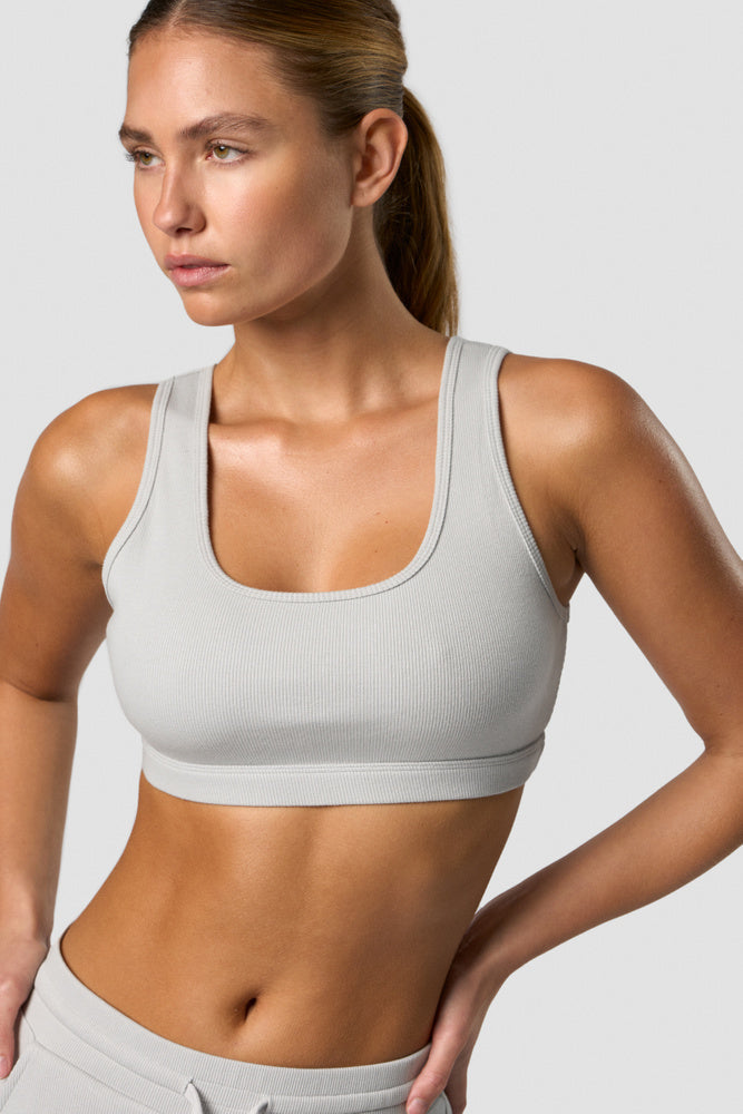 recharge ribbed top wmn light grey