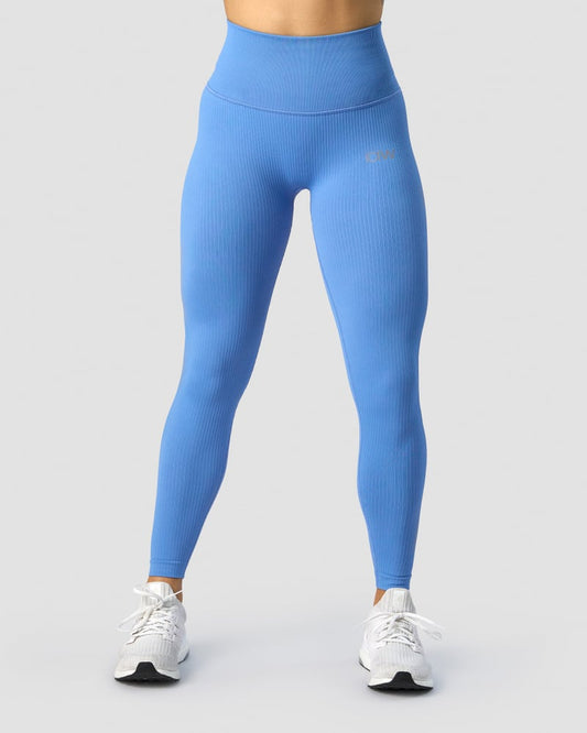 ribbed define seamless pocket tights pacific blue