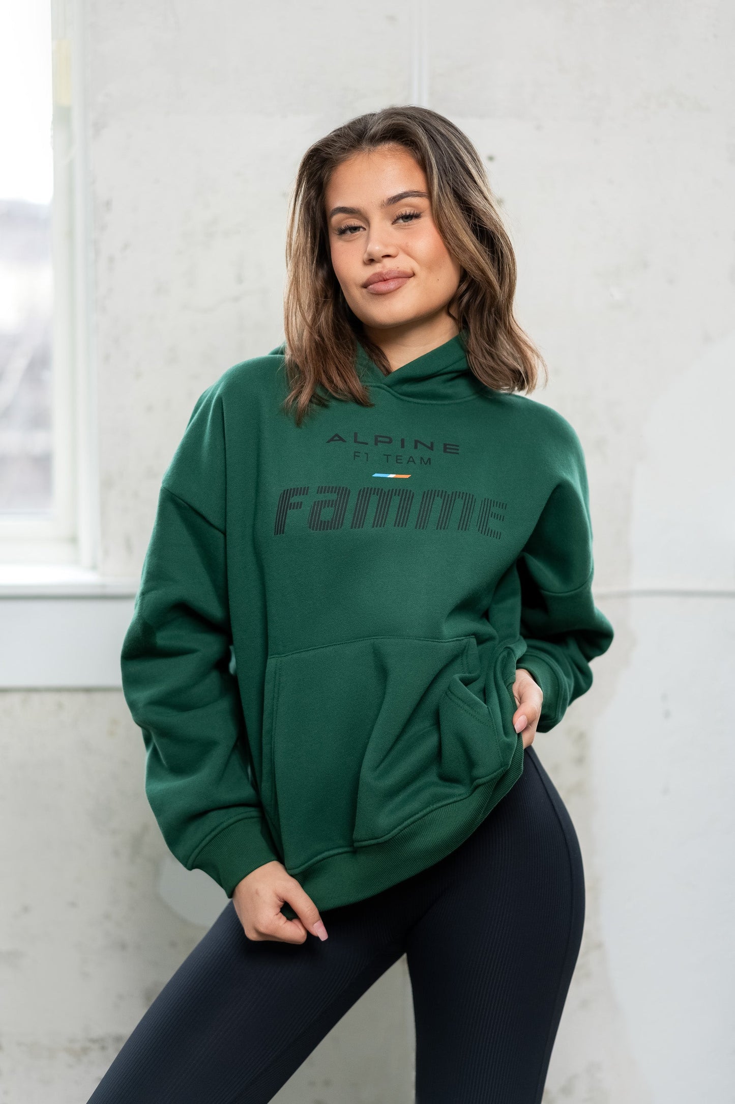 Green Racing Hoodie - for dame - Famme - Hoodie