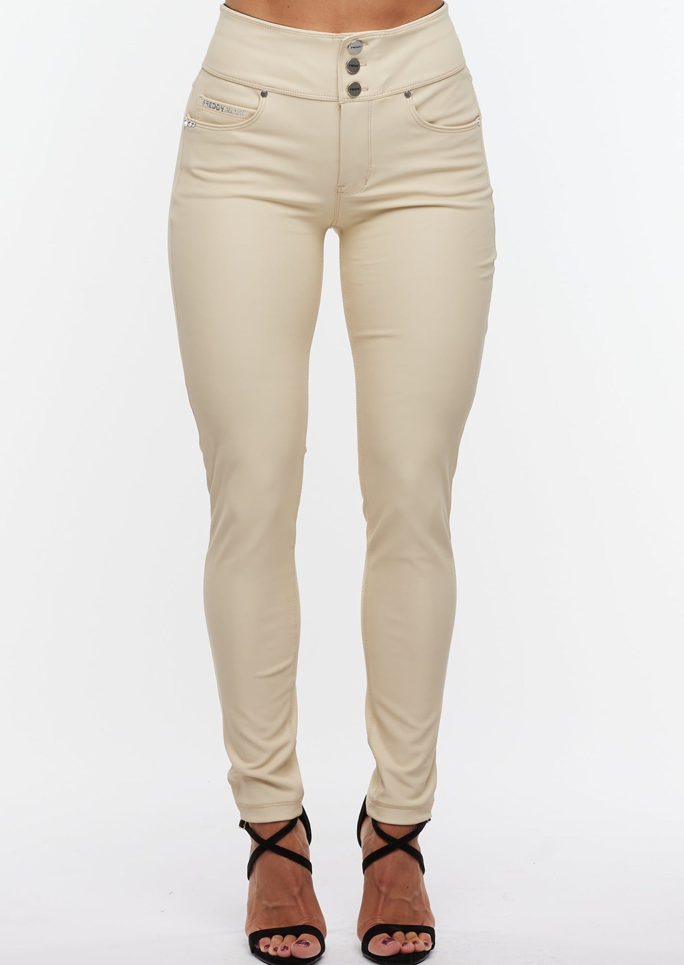 Freddy WR.UP® NOW High Waist - Eco Leather Beige - for kvinde - FREDDY WR.UP® - Bukser