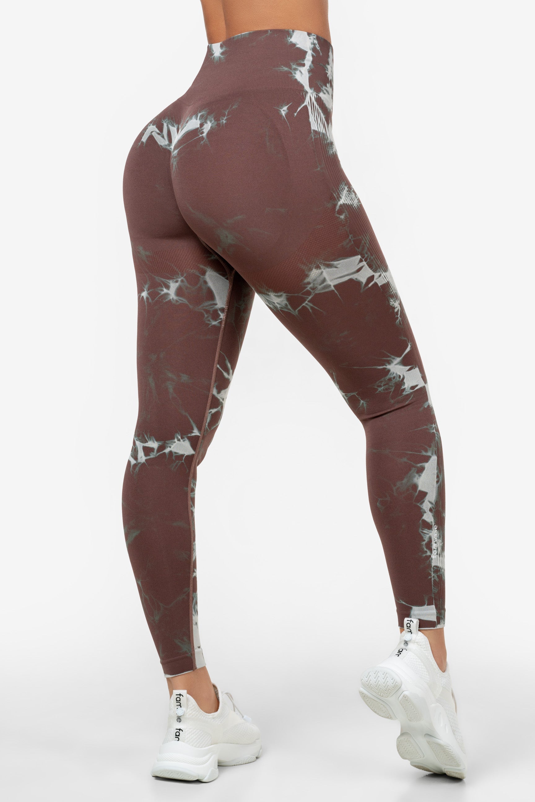 Brown Tie Dye Scrunch Leggings - for dame - Famme - Leggings