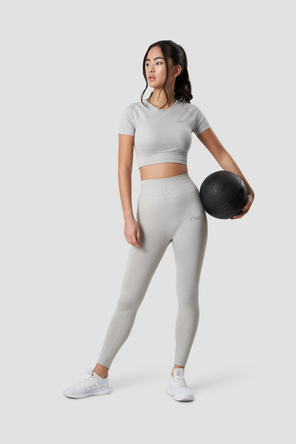 define seamless cropped t-shirt light grey wmn