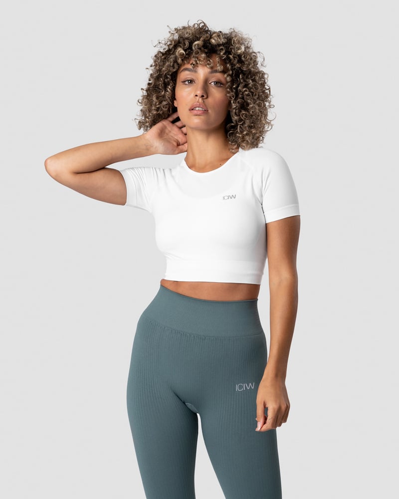 define seamless cropped t-shirt white wmn