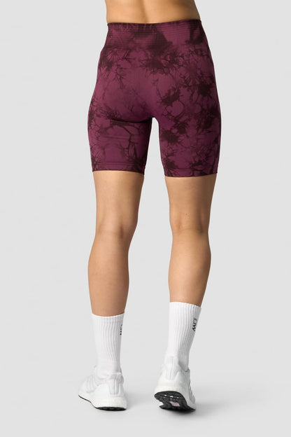 define seamless tie dye biker shorts burgundy