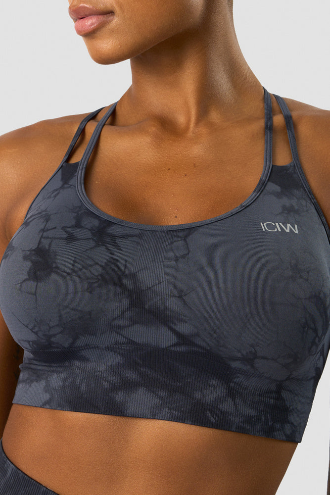 define seamless tie dye sports bra dark blue