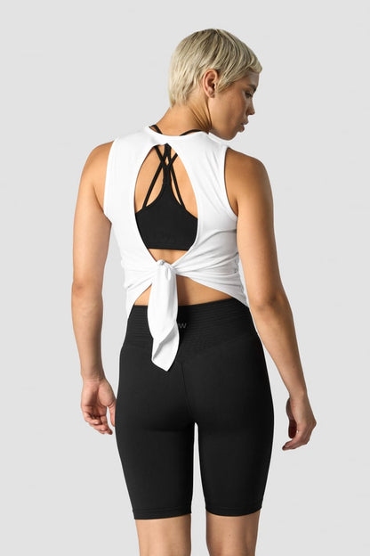 empowering open back tank white wmn