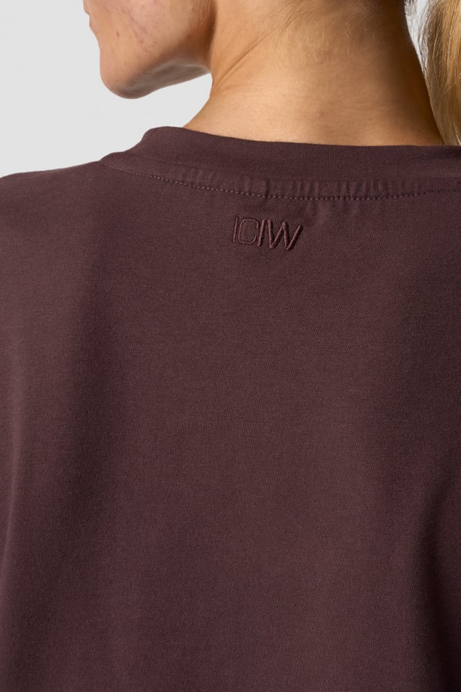 everyday cotton cropped t-shirt burgundy