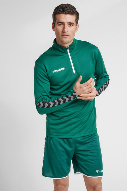 HUMMEL - Hmlauthentic Half Zip Sweatshirt - Evergreen