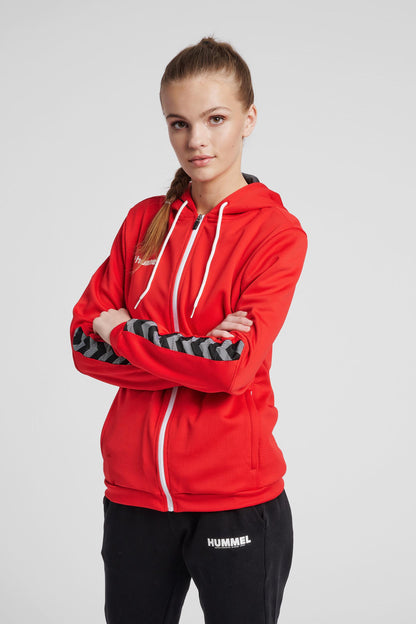 HUMMEL - Hmlauthentic Poly Zip Hoodie Woman - True Red