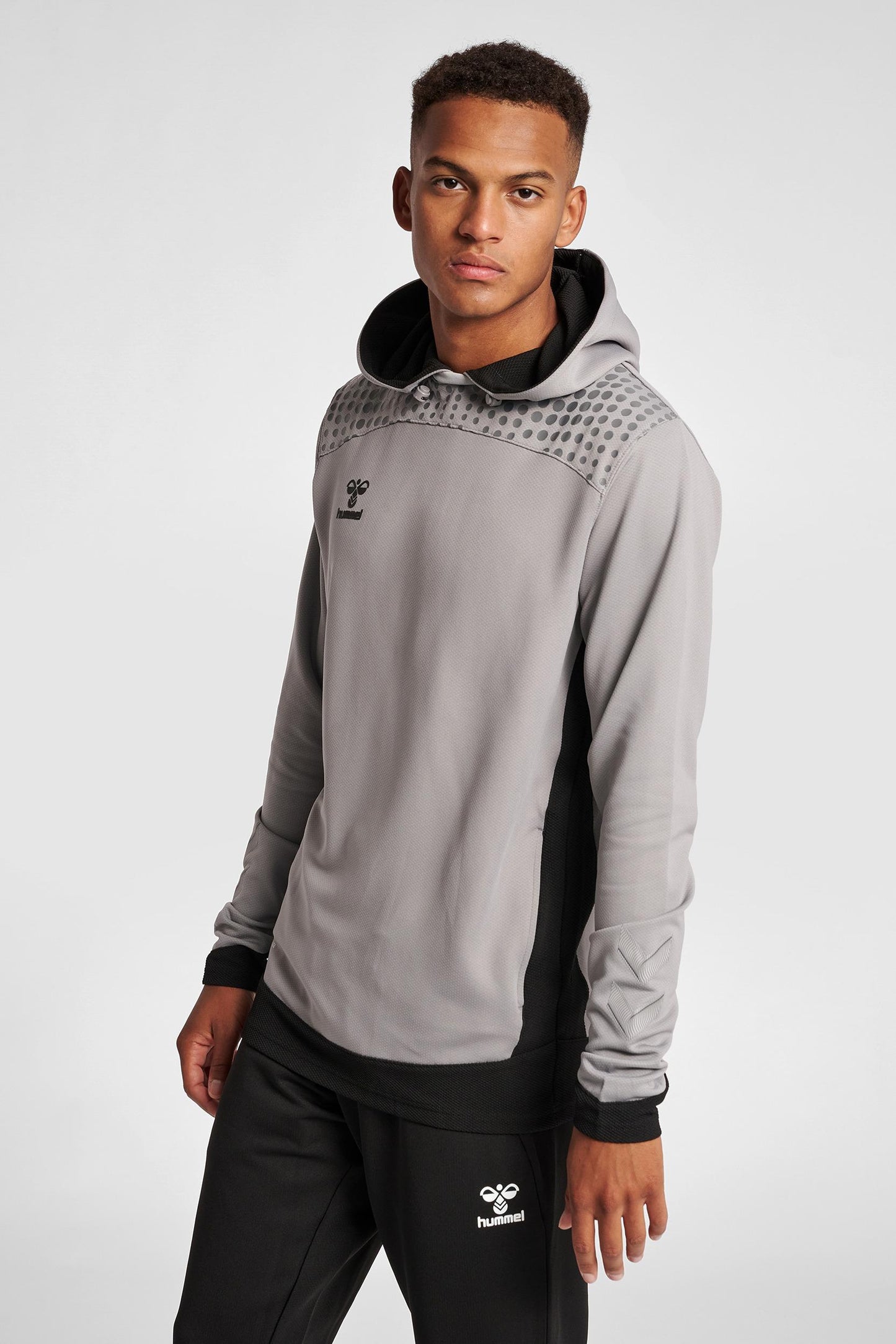 HUMMEL - Hmllead Poly Hoodie - Grey Melange