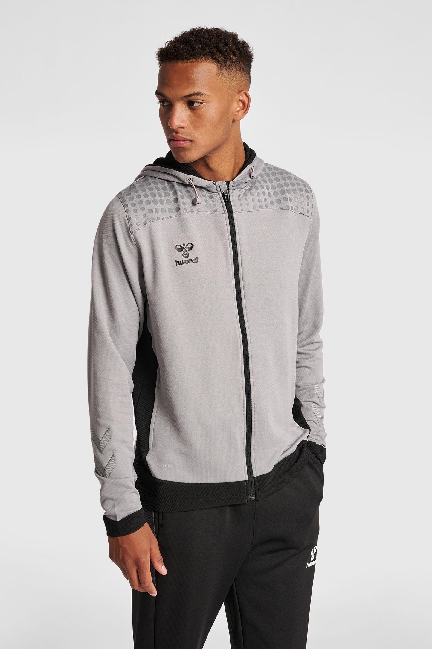 HUMMEL - Hmllead Zip Poly Hoodie - Grey Melange