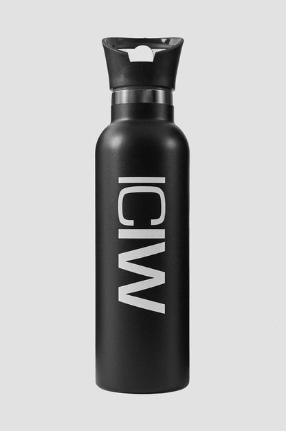 ICANIWILL - Stainless Steel Water Bottle Black W.  Logo 600ml - White