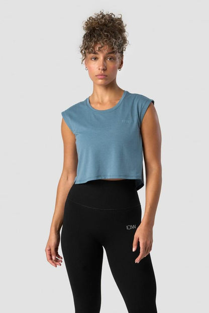 ICANIWILL - Stride Cropped Tank - Steel Blue