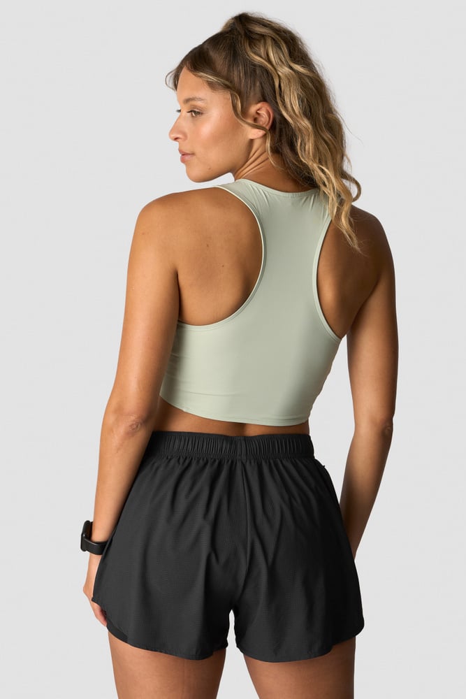 mirage cropped 1/4 zip tank top wmn sea green