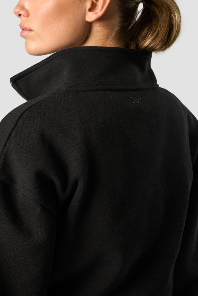 nimble cropped 1/4 zip black