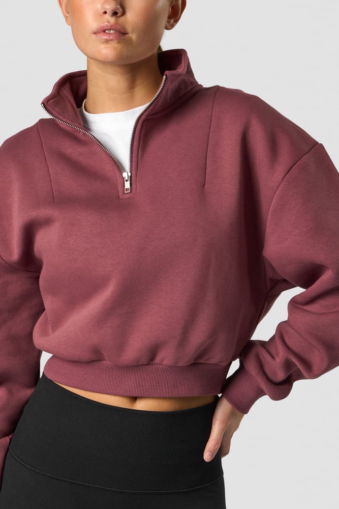 nimble cropped 1/4 zip wild berry