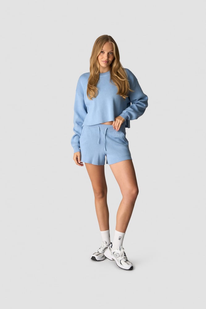 soft knit shorts light blue